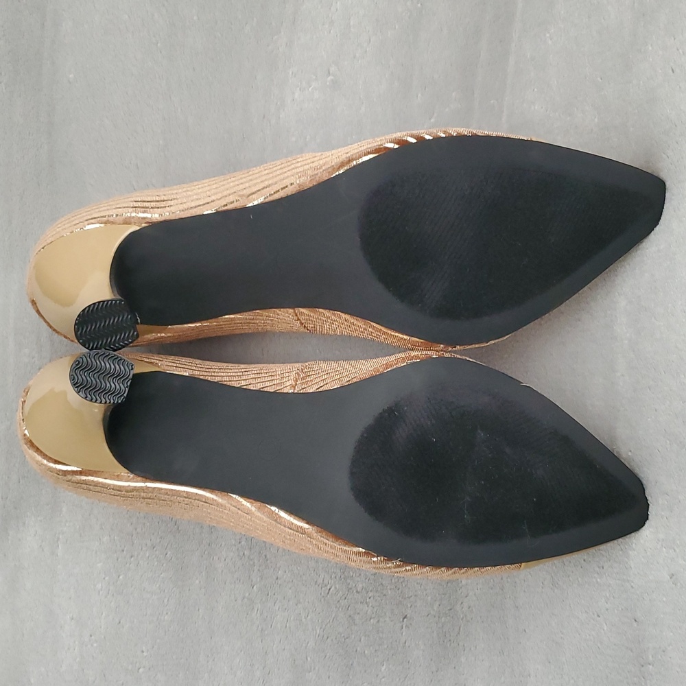 ๐๏ธ BELLINI Zesty Cord Tan Faux Leather Corduroy Gold Striped Pumps SIZE: 10W - Picture 8 of 14